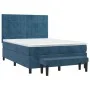 Box spring bed with dark blue velvet mattress 140x190 cm by , Beds and slatted bases - Ref: Foro24-3137843, Price: 543,65 €, ...