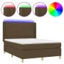Box spring bed mattress LED lights dark brown fabric 140x200cm by , Beds and slatted bases - Ref: Foro24-3138880, Price: 506,...