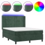Box spring bed with mattress and LED dark green velvet 140x190cm by , Beds and slatted bases - Ref: Foro24-3139562, Price: 52...