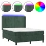 Box spring bed with mattress and LED dark green velvet 140x190cm by , Beds and slatted bases - Ref: Foro24-3139562, Price: 53...
