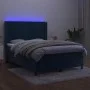Box spring bed with mattress and LED dark blue velvet 140x200 cm by , Beds and slatted bases - Ref: Foro24-3139569, Price: 48...