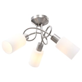Lámpara de techo pantallas cerámica cono blanco 3 bombillas E14
