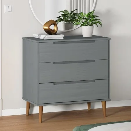 MOLDE bedside table solid gray pine wood 80x40x80 cm by , Drawers - Ref: Foro24-350506, Price: 149,87 €, Discount: %