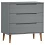 MOLDE bedside table solid gray pine wood 80x40x80 cm by , Drawers - Ref: Foro24-350506, Price: 152,29 €, Discount: %