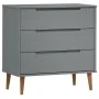 MOLDE bedside table solid gray pine wood 80x40x80 cm by , Drawers - Ref: Foro24-350506, Price: 149,87 €, Discount: %