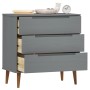 MOLDE bedside table solid gray pine wood 80x40x80 cm by , Drawers - Ref: Foro24-350506, Price: 152,29 €, Discount: %