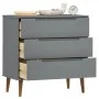 MOLDE bedside table solid gray pine wood 80x40x80 cm by , Drawers - Ref: Foro24-350506, Price: 149,87 €, Discount: %