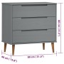 MOLDE bedside table solid gray pine wood 80x40x80 cm by , Drawers - Ref: Foro24-350506, Price: 152,29 €, Discount: %
