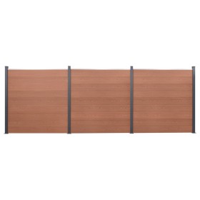 Juego de paneles de valla WPC marrón 526x186 cm