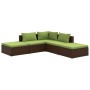 Set sofás de jardín 5 piezas y cojines ratán sintético marrón