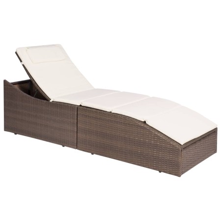 Lounger with brown synthetic rattan cushion by vidaXL, Loungers - Ref: Foro24-44135, Price: 218,31 €, Discount: %