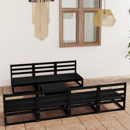 Garden furniture set 8 pieces black solid pine wood by , Garden sets - Ref: Foro24-3075353, Price: 512,34 €, Discount: %