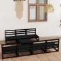 Garden furniture set 8 pieces black solid pine wood by , Garden sets - Ref: Foro24-3075353, Price: 512,34 €, Discount: %