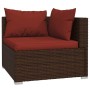 Set sofás de jardín 5 piezas y cojines ratán sintético marrón