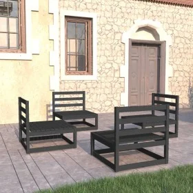 Juego de muebles de jardín 4 pzas y cojines negro madera pino de , Conjuntos de jardín - Ref: Foro24-3075263, Precio: 252,71 ...
