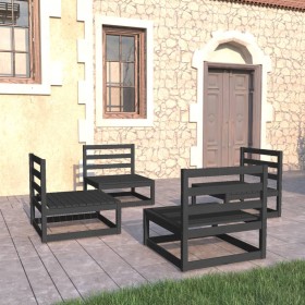 Juego de muebles de jardín 4 pzas y cojines negro madera pino de , Conjuntos de jardín - Ref: Foro24-3075263, Precio: 256,00 ...