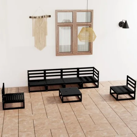 Gartenmöbel-Set 7-teilig, schwarzes massives Kiefernholz von , Gartensets - Ref: Foro24-3075408, Preis: 503,55 €, Rabatt: %