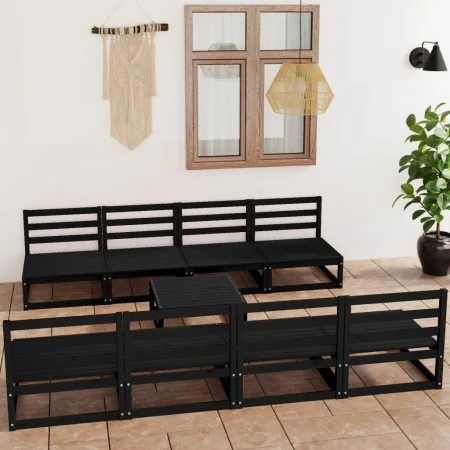 Gartenmöbel-Set 9-teilig aus schwarzem Kiefernholz von , Gartensets - Ref: Foro24-3075358, Preis: 591,18 €, Rabatt: %