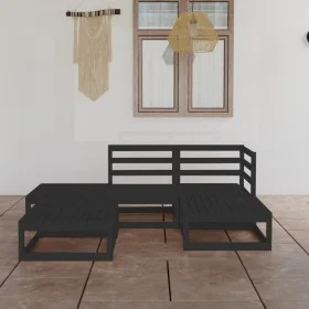 Garden furniture set 5 pieces black solid pine wood by , Garden sets - Ref: Foro24-3075483, Price: 370,20 €, Discount: %