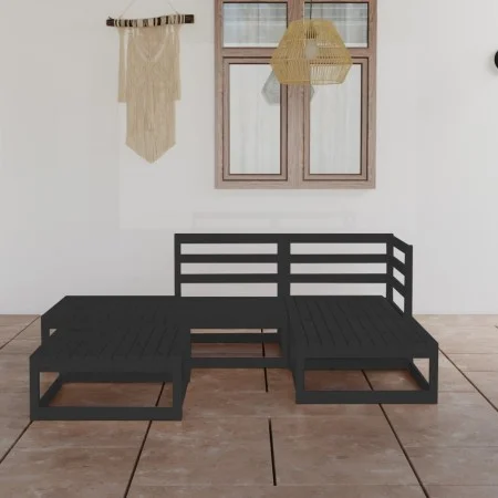 Garden furniture set 5 pieces black solid pine wood by , Garden sets - Ref: Foro24-3075483, Price: 370,19 €, Discount: %