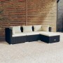 Set de muebles de jardín 4 pzas y cojines ratán sintético negro