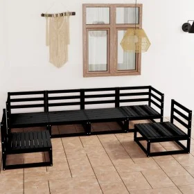 Gartenmöbel-Set 6-teilig, schwarzes massives Kiefernholz von , Gartensets - Ref: Foro24-3075403, Preis: 428,18 €, Rabatt: %