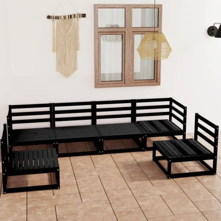 Gartenmöbel-Set 6-teilig, schwarzes massives Kiefernholz von , Gartensets - Ref: Foro24-3075403, Preis: 428,18 €, Rabatt: %
