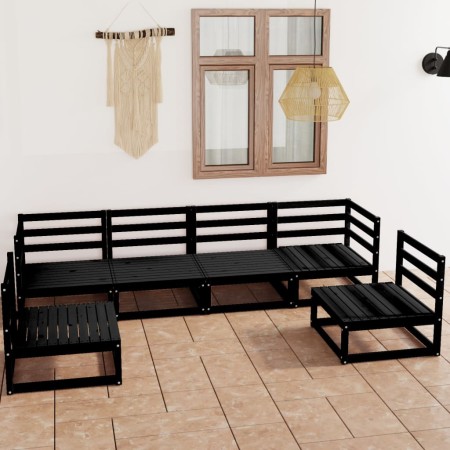 Juego de muebles de jardín 6 piezas negro madera maciza de pino de , Conjuntos de jardín - Ref: Foro24-3075403, Precio: 434,4...