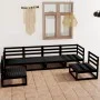 Garden furniture set 6 pieces black solid pine wood by , Garden sets - Ref: Foro24-3075403, Price: 428,18 €, Discount: %