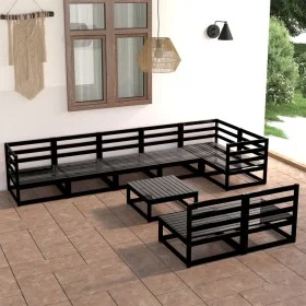 Gartenmöbel-Set 9-teilig aus schwarzem massivem Kiefernholz von , Gartensets - Ref: Foro24-3075623, Preis: 642,44 €, Rabatt: %