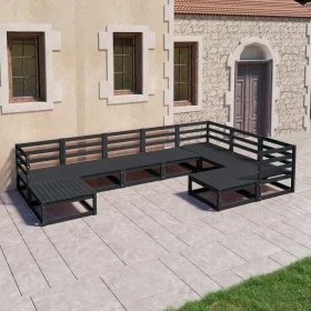 Gartenmöbel-Set 9-teilig und Kissen aus schwarzem Kiefernholz von , Gartensets - Ref: Foro24-3075758, Preis: 643,99 €, Rabatt: %