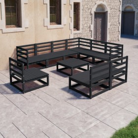 Gartenmöbel-Set 10-teilig und Kissen aus schwarzem Kiefernholz von , Gartensets - Ref: Foro24-3075793, Preis: 730,21 €, Rabat...