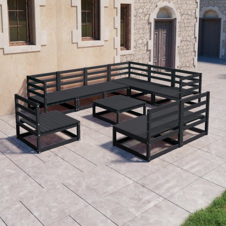 Garden furniture set 10 pieces and black pine wood cushions by , Garden sets - Ref: Foro24-3075793, Price: 730,21 €, Discount: %