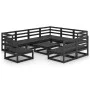 Juego de muebles de jardín 10 pzas y cojines negro madera pino de , Conjuntos de jardín - Ref: Foro24-3075793, Precio: 719,53...