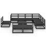Juego de muebles de jardín 10 pzas y cojines negro madera pino de , Conjuntos de jardín - Ref: Foro24-3075793, Precio: 719,53...