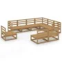 Muebles de jardín 9 pzas y cojines marrón miel madera pino de , Conjuntos de jardín - Ref: Foro24-3075787, Precio: 582,18 €, ...