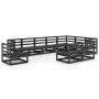 Juego de muebles de jardín 10 pzas y cojines negro madera pino de , Conjuntos de jardín - Ref: Foro24-3075798, Precio: 703,08...