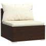 Set muebles de jardín 4 piezas y cojines ratán sintético marrón