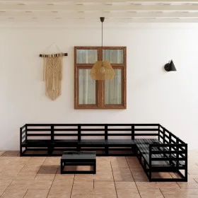 Gartenmöbel-Set 9-teilig aus schwarzem massivem Kiefernholz von , Gartensets - Ref: Foro24-3075843, Preis: 642,44 €, Rabatt: %