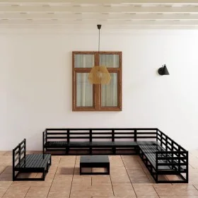 Garden furniture set 12 pieces and black pine wood cushions by , Garden sets - Ref: Foro24-3075883, Price: 889,40 €, Discount: %