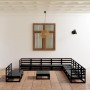 Juego de muebles de jardín 12 pzas y cojines negro madera pino de , Conjuntos de jardín - Ref: Foro24-3075883, Precio: 659,04 €