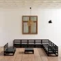 Juego de muebles de jardín 12 pzas y cojines negro madera pino de , Conjuntos de jardín - Ref: Foro24-3075883, Precio: 889,29...