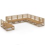 Gartenmöbel 9-teilig und Kissen aus honigbraunem Kiefernholz von , Gartensets - Ref: Foro24-3075857, Preis: 589,84 €, Rabatt: %