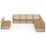 Gartenmöbel 9-teilig und Kissen aus honigbraunem Kiefernholz von , Gartensets - Ref: Foro24-3075857, Preis: 589,84 €, Rabatt: %
