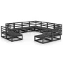 Garden furniture set 11 pieces and black pine wood cushions by , Garden sets - Ref: Foro24-3075888, Price: 809,89 €, Discount: %