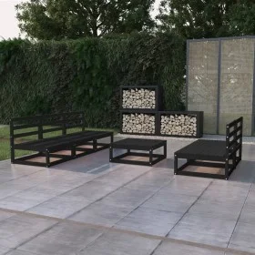 Garden furniture set 6 pieces black solid pine wood by , Garden sets - Ref: Foro24-3075313, Price: 386,62 €, Discount: %