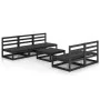Gartenmöbel-Set 6-teilig, schwarzes massives Kiefernholz von , Gartensets - Ref: Foro24-3075313, Preis: 386,61 €, Rabatt: %