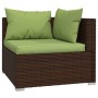 Set muebles de jardín 4 piezas y cojines ratán sintético marrón