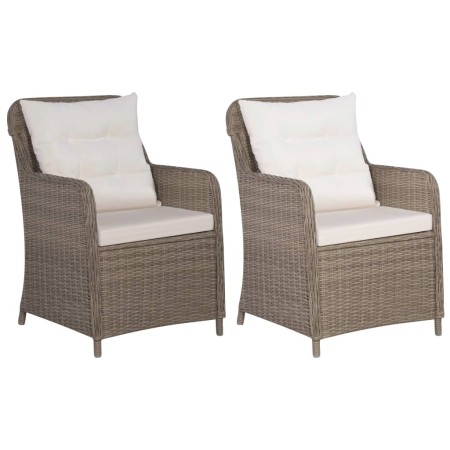 Garden armchairs with cushions 2 pcs brown synthetic rattan by vidaXL, Garden chairs - Ref: Foro24-44148, Price: 315,82 €, Di...
