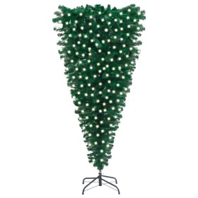 Árbol de Navidad invertido preiluminado con luces verde 210 cm